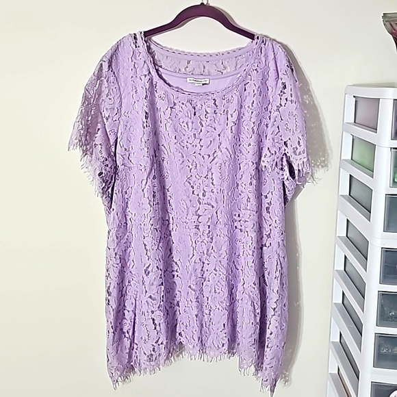 Isaac Mizrahi Tops - Isaac Mizrahi Live Lilac Floral Peplum Lace Blouse NWOT